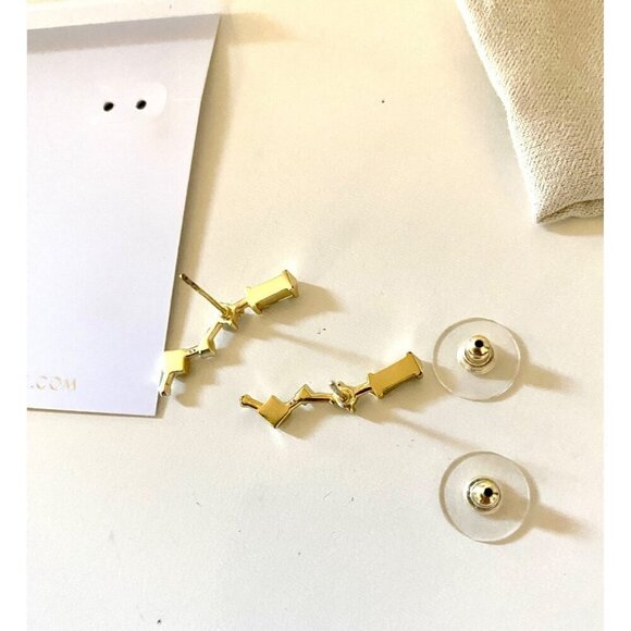 Kendra Scott Sutton Climber Earring Gold Smokey Mix Clear Stones Gift Box Bag - Picture 5 of 13